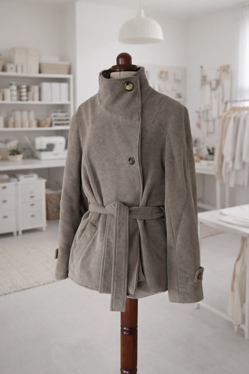 Manteau en laine à col montant