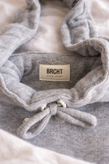 Sac cachemire et perles gris