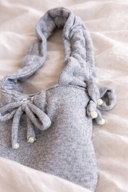 Sac cachemire et perles gris