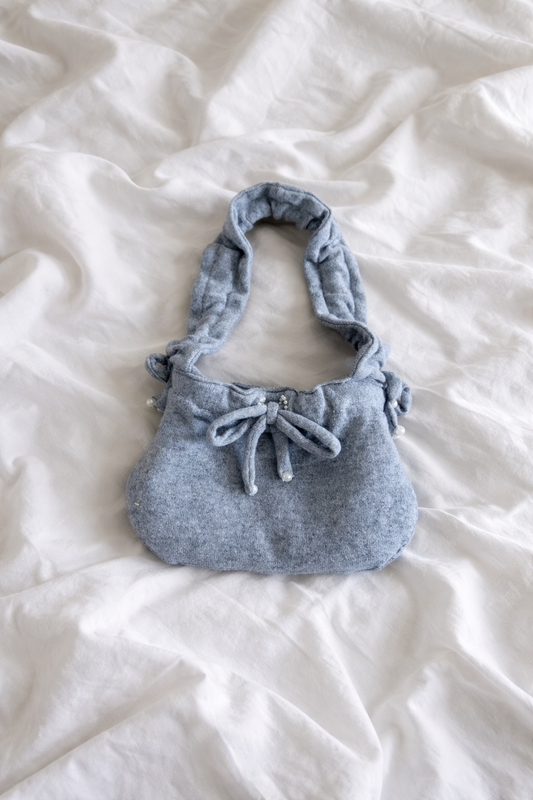 Sac cachemire et perles gris