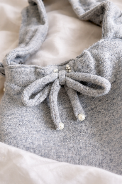 Sac cachemire et perles gris