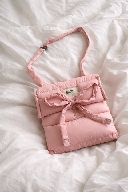 Sac cartable doudoune rose