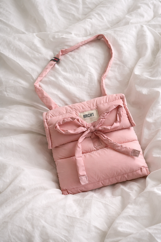 Sac cartable doudoune rose