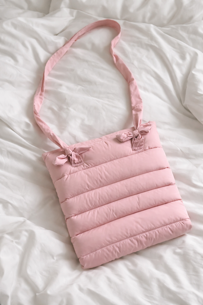 Sac cartable doudoune rose
